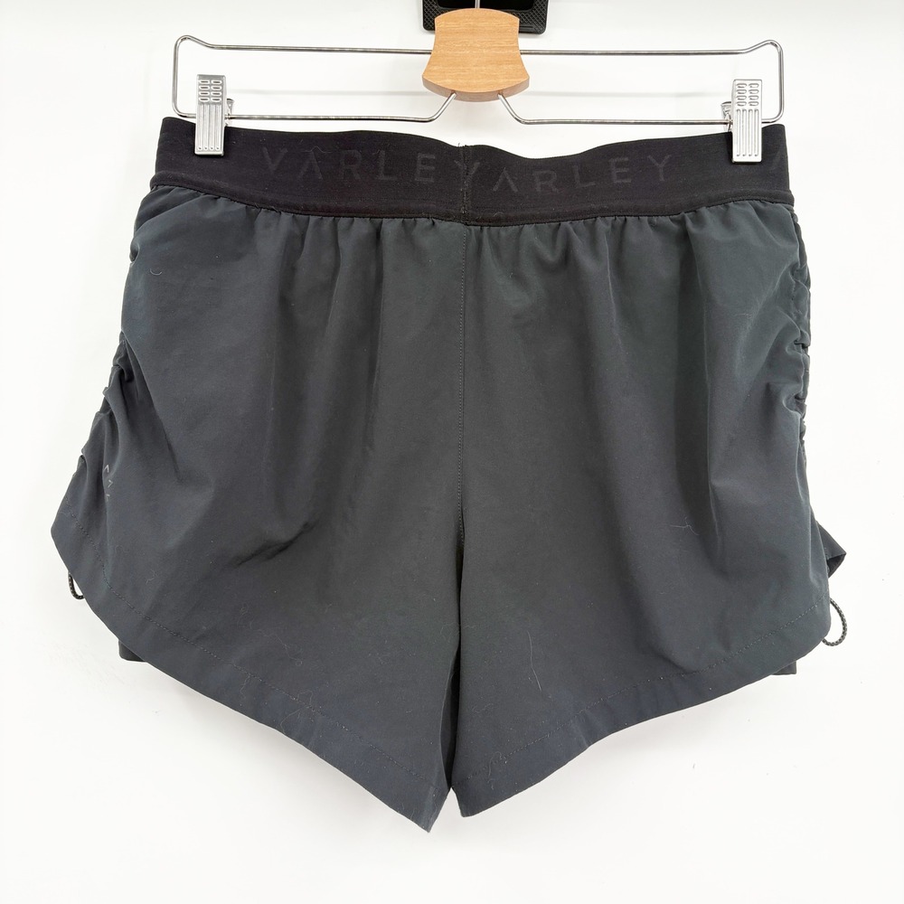 Varley Womens Black Leo Ruched Active Stretch Woven Pickleball Shorts Size M - Picture 10 of 10